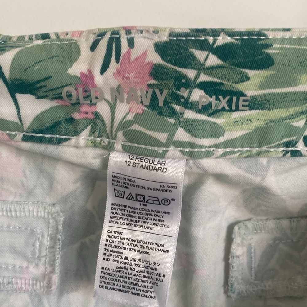 OLD NAVY - PIXIE, tropical print long cotton pants SIZE 12 - Picture 8 of 16